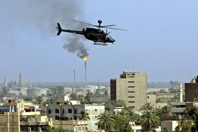 伊拉克战争期间的英国陆军直升机。信用：PA